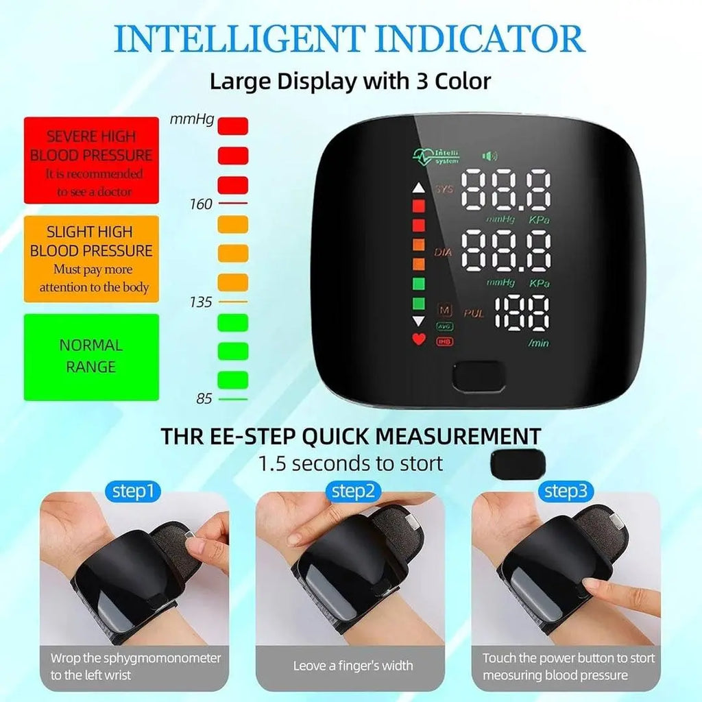 Rechargeable Digital Wrist Blood Pressure Monitor with 360° Rotatable Display