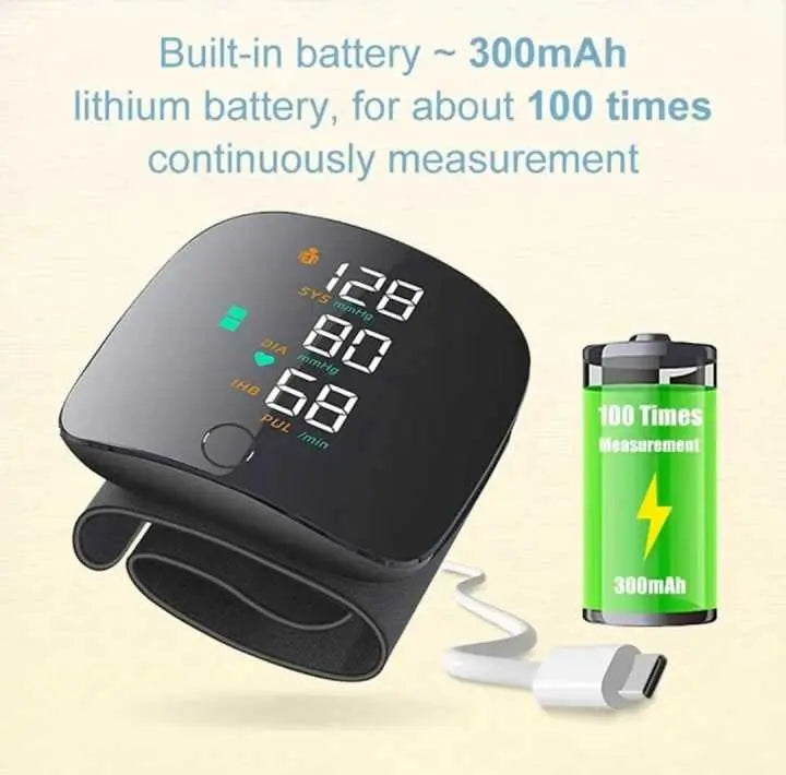 Rechargeable Digital Wrist Blood Pressure Monitor with 360° Rotatable Display