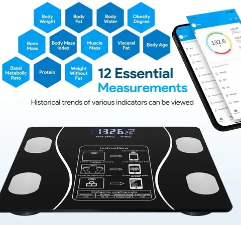 Smart Digital Bluetooth Weighing Scale 180KG with Body Fat & BMI Analyzer