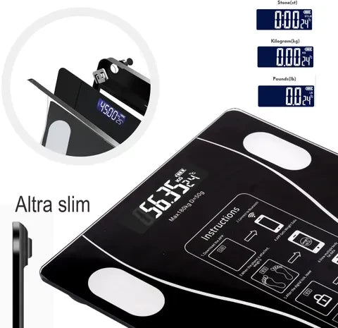 Smart Digital Bluetooth Weighing Scale 180KG with Body Fat & BMI Analyzer