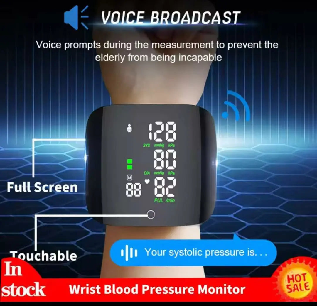 Rechargeable Digital Wrist Blood Pressure Monitor with 360° Rotatable Display